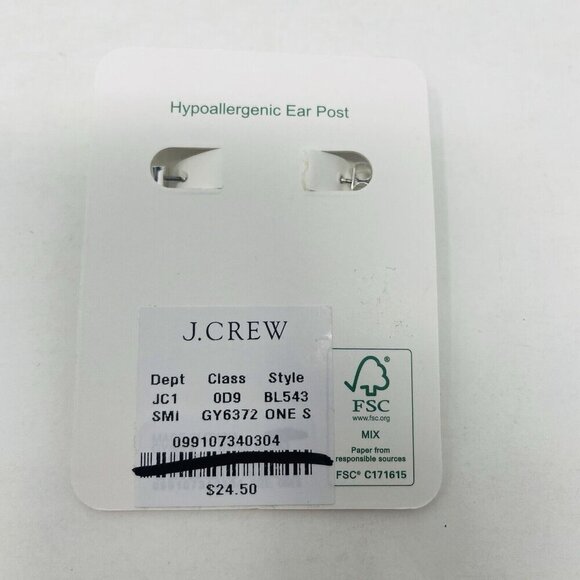 J Crew Womens One Size Dainty Dottie Beaded Hoop Earrings in Silver BL543 FLAW - Picture 3 of 4